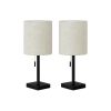 Lighting, Set Of 2, 17H, Table Lamp, Usb Port Included, Black