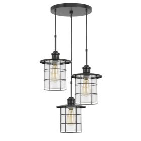 60W x 3 Silverton metal/glass pendant fixture (Edison bulbs included)