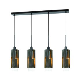 60W X 4 Reggio Wood Pendant Glass Fixture (Edison Bulbs Not included)