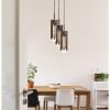 60W X 3 Almeria Wood/Glass 3 Light Pendant Fixture (Edison Bulbs Not included)