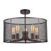 CHLOE Lighting LORRY Industrial 5 Light Rubbed Bronze Semi-flush 20" Wide