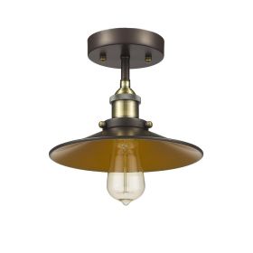 BUTLER Industrial-style 1 Light Rubbed Bronze Semi-flush Ceiling Fixture 9" Shade