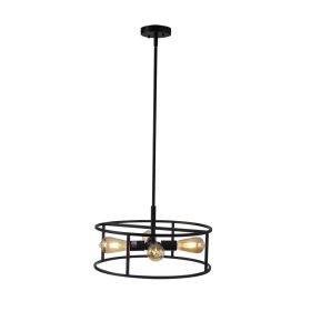 CHLOE Lighting RYKER Farmhouse 4 Light Oil Rubbed Bronze Drum Ceiling Pendant 18" Wide