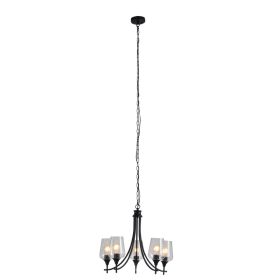 CHLOE Lighting WILLAN Transitional 5 Light Matt Black Up-Hanging Chandelier 21" Wide