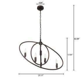 NINA Transitional 6 Light Rubbed Bronze Ceiling Pendant 27" Wide