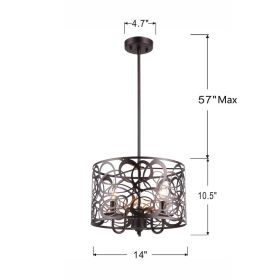 ARIANNA Farmhouse 3 Lights Rubbed Bronze Ceiling Pendant 14" Wide