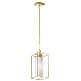 1LT Pendant, Rect AGB Metal Frame, FR/CLR Glass