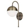 1LT Halogen Sconce AB, WH Opal Glass HW + Plug