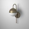 1LT Halogen Sconce AB, WH Opal Glass HW + Plug