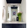 3LT Halogen Vanity Matte Black, White Glass