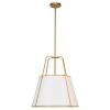 3LT Trapezoid Pendant, GLD with WH Shade