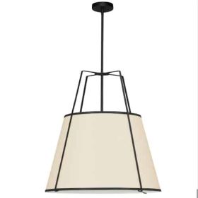 3LT Trapezoid Pendant BK/CRM Shade,790Diff