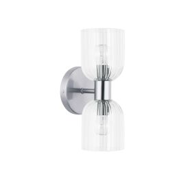 2LT Wall Sconce, PC, CLR Ribbed Glass