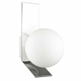 1LT Halogen Wall Sconce, PC, Opal White Glass