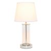 Encased Metal and Clear Glass Table Lamp, Brushed Nickel and White