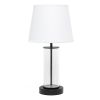 Encased Metal and Clear Glass Table Lamp, White on Black