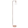 Modern Iron Lantern Floor Lamp with Glass Shade, Rose Gold