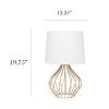 Geometrically Wired Table Lamp, White on Copper