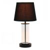 Encased Metal and Clear Glass Table Lamp, Black