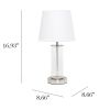 Encased Metal and Clear Glass Table Lamp, Brushed Nickel and White