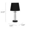 Encased Metal and Clear Glass Table Lamp, Black