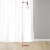 Modern Iron Lantern Floor Lamp with Glass Shade, Rose Gold