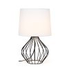 Geometrically Wired Table Lamp, White on Black