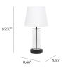 Encased Metal and Clear Glass Table Lamp, White on Black