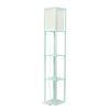 Floor Lamp Etagere Organizer Storage Shelf with Linen Shade, Aqua