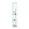 Floor Lamp Etagere Organizer Storage Shelf with Linen Shade, Aqua