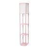 Floor Lamp Etagere Organizer Storage Shelf with Linen Shade, Light Pink