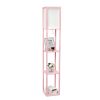 Floor Lamp Etagere Organizer Storage Shelf with Linen Shade, Light Pink