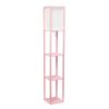 Floor Lamp Etagere Organizer Storage Shelf with Linen Shade, Light Pink