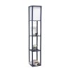 Floor Lamp Etagere Organizer Storage Shelf with Linen Shade, Navy