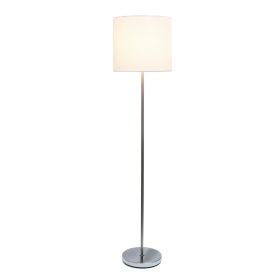 Brushed Nickel Drum Shade Floor Lamp, White