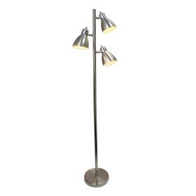 Metal  3-Light Tree Floor Lamp, Brushed Nickel Finish