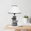 14.7" Gradient Gray Stacked Ceramic Stone Table Lamp wih White Empire Shade