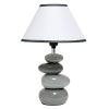 14.7" Gradient Gray Stacked Ceramic Stone Table Lamp wih White Empire Shade