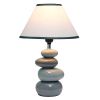 14.7" Gradient Gray Stacked Ceramic Stone Table Lamp wih White Empire Shade