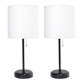 19.5" 2 Pack Black Stick Table Desk Lamp Set