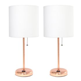 19.5" 2 Pack Rose Gold Stick Table Desk Lamp Set