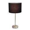 Brushed Nickel Stick Lamp with Fabric Shade, Black