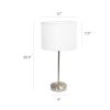 Brushed Nickel Stick Lamp with Fabric Shade, White