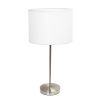 Brushed Nickel Stick Lamp with Fabric Shade, White