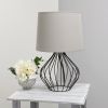 Geometrically Wired Table Lamp, Gray on Black