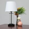 Encased Metal and Clear Glass Table Lamp, White on Black