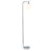 Modern Iron Lantern Floor Lamp with Glass Shade, Chrome