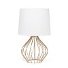 Geometrically Wired Table Lamp, White on Copper