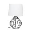 Geometrically Wired Table Lamp, White on Black