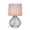 Geometrically Wired Table Lamp, Gray on Black